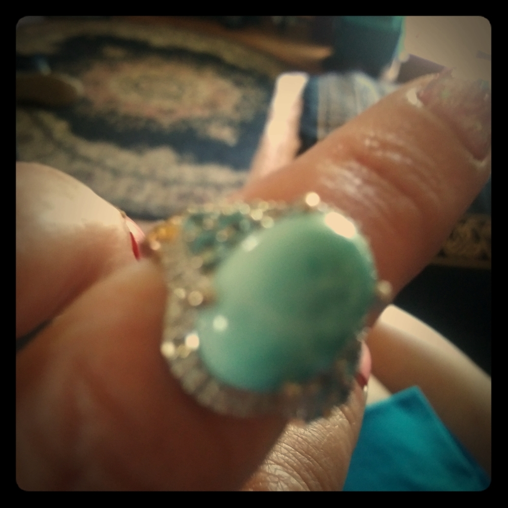 Beauty larimar diamonds and blue topaz